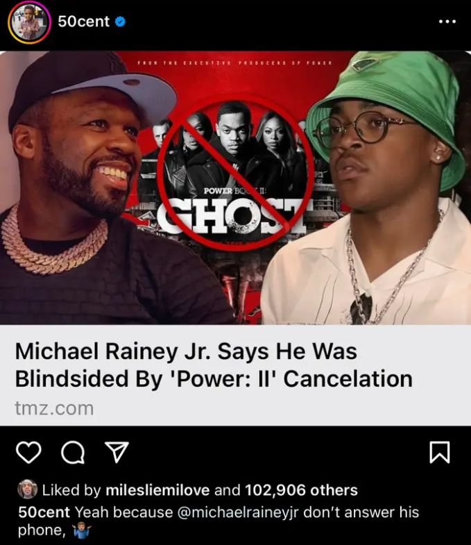 50 Cent shares his response about Michael Rainey Jr. not knowing the status of the show. Image via 50 Cent on Instagram