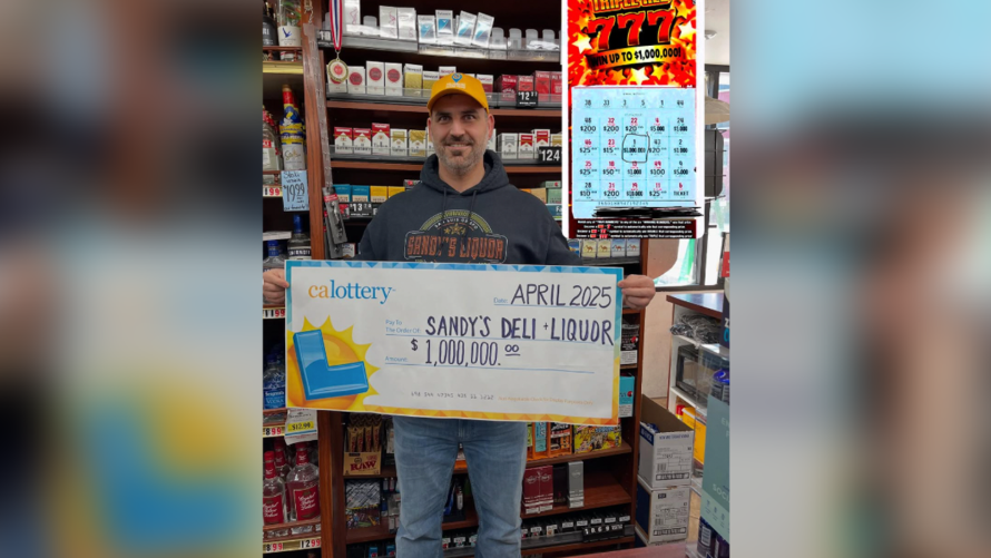 Sandy's Liquor owner Wilson Samaan celebrates after selling the $1 million winning scratcher ticket to a longtime customer—turning a regular visit into a life-changing moment. Image: Instagram/@Sandysliquor