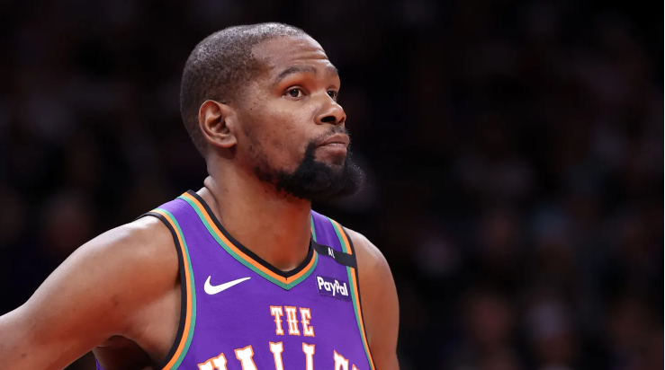 Kevin Durant #35 of the Phoenix Suns looks on during the second half against the Houston Rockets at PHX Arena on March 30, 2025 in Phoenix, Arizona. Chris Coduto | Getty Images