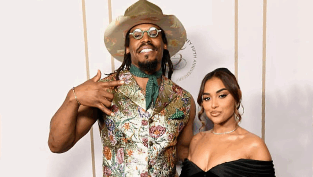 Cam Newton and Ashley Nicole Moss pose in the press room during the 2025 BET Awards at Peacock Theater on June 09, 2025 in Los Angeles, California. (Photo by Emma McIntyre/Getty Images)