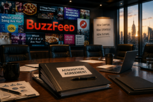 Corporate boardroom concept image representing BuzzFeed acquisition and the changing digital media landscape